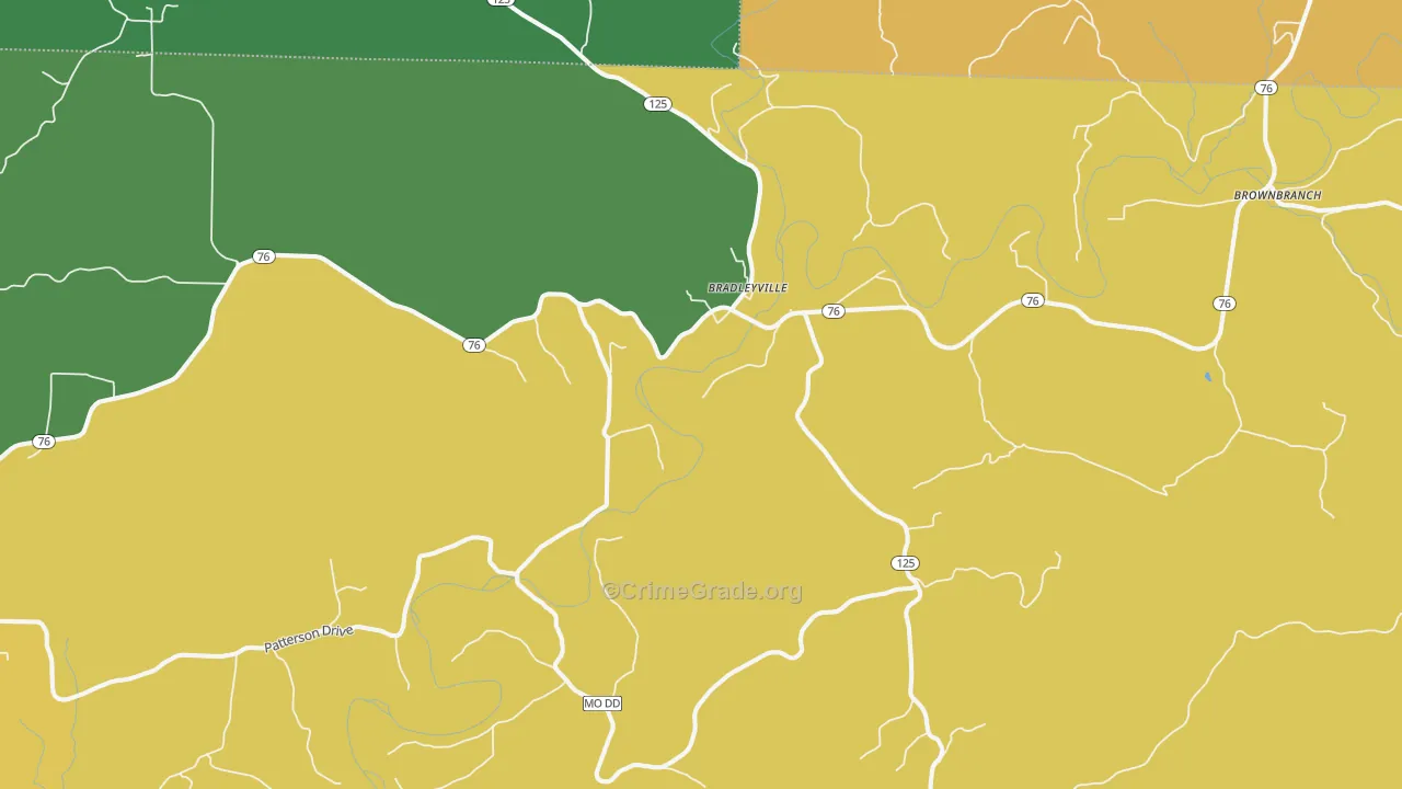 Bradleyville, MO Map of Murder Rates