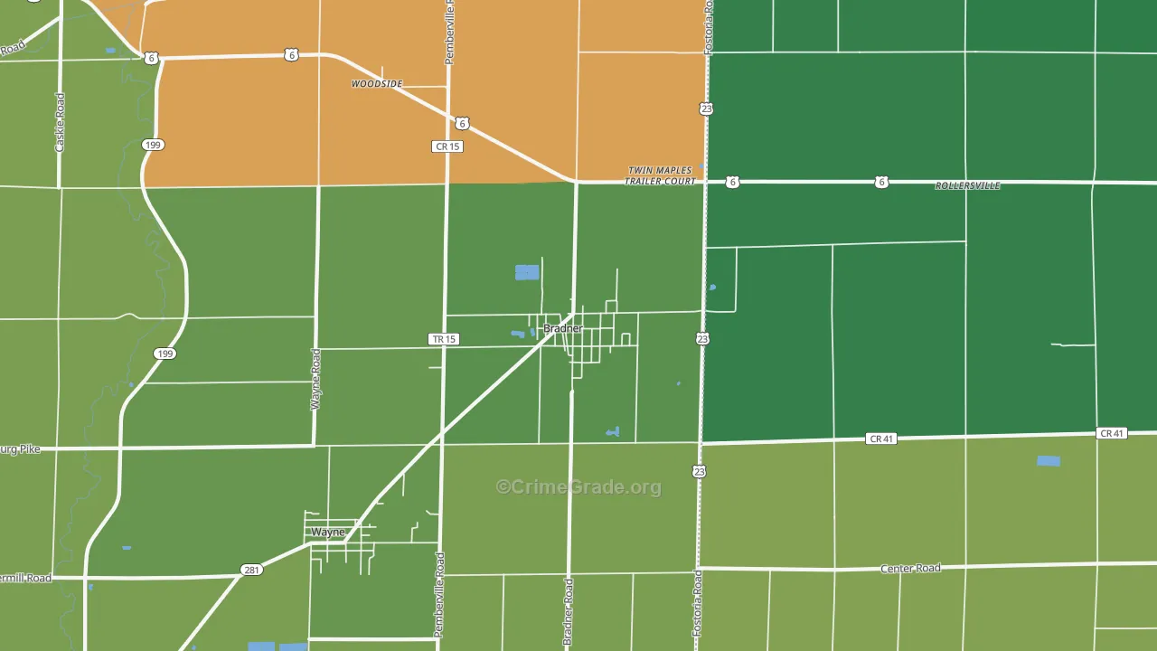 Bradner, OH Map of Murder Rates