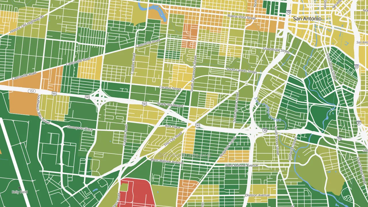 Brady Gardens, San Antonio, TX Map of Murder Rates