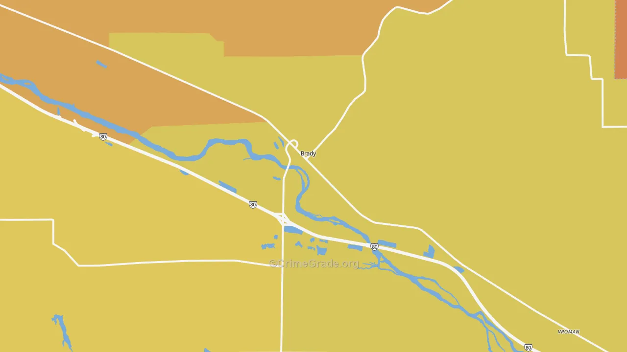 Brady, NE Map of Murder Rates
