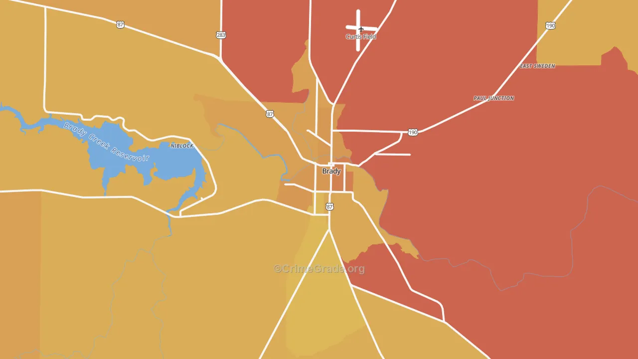 Brady, TX Map of Murder Rates
