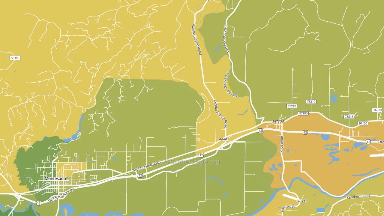 Brady, WA Map of Murder Rates