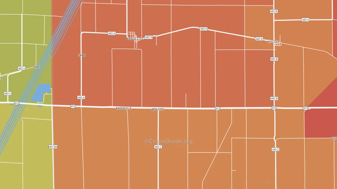 Bragg City, MO Map of Murder Rates