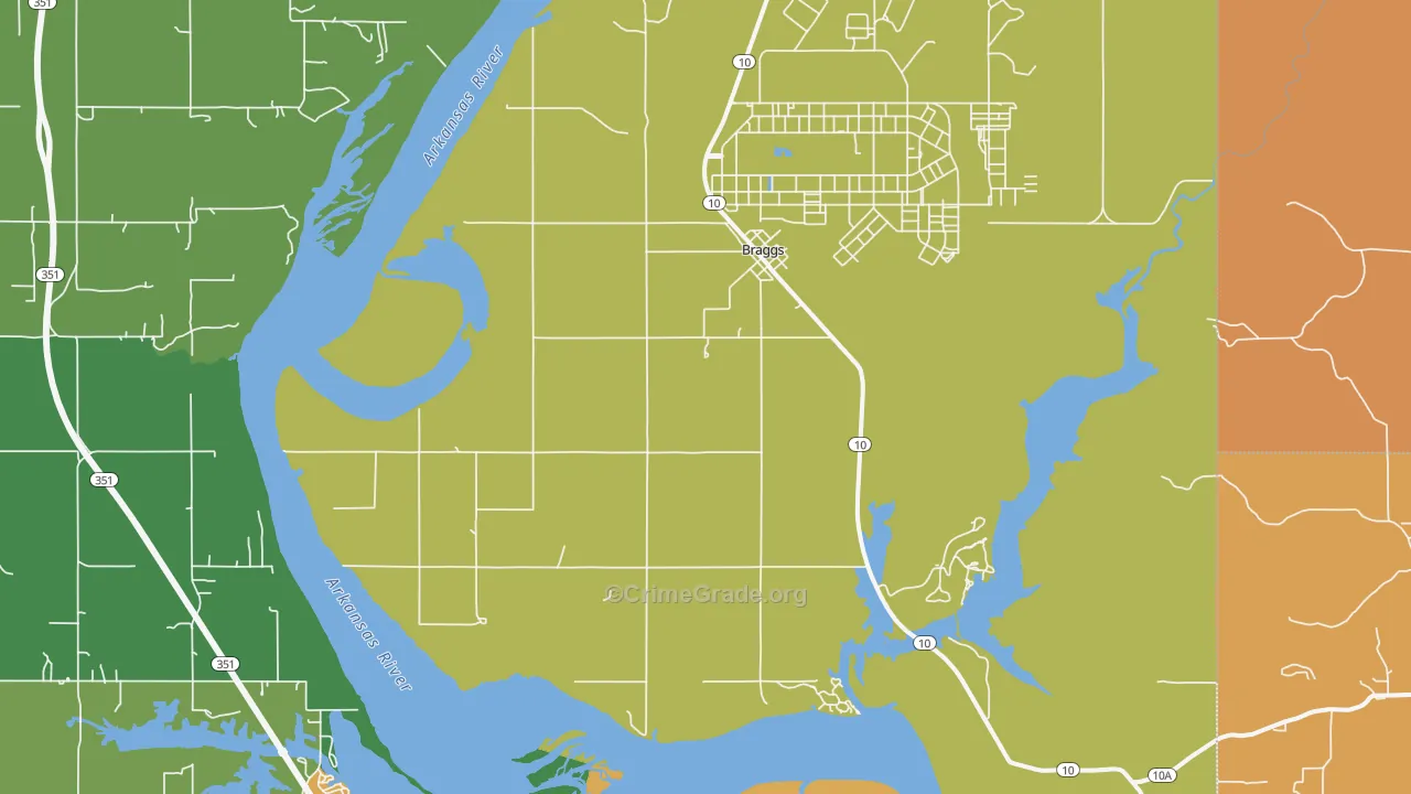 Braggs, OK Map of Murder Rates