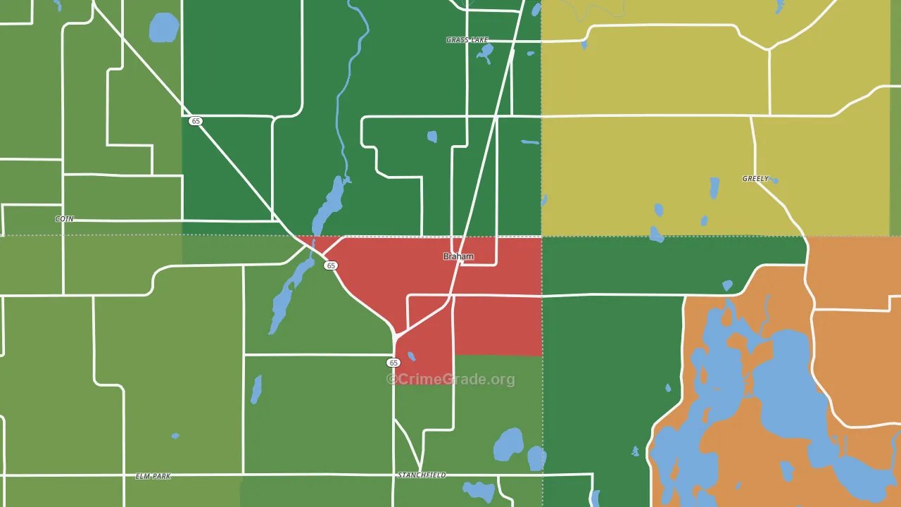 Braham, MN Map of Murder Rates