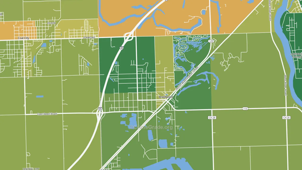 Braidwood, IL Map of Murder Rates