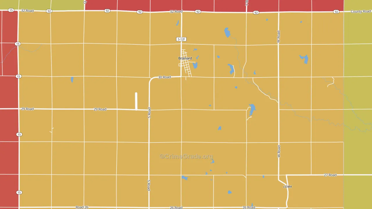 Brainard, NE Map of Murder Rates