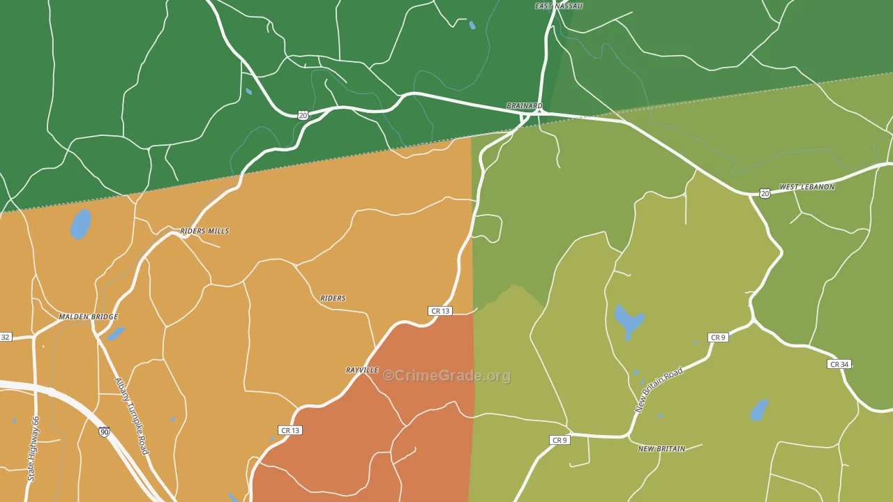 Brainard, NY Map of Murder Rates