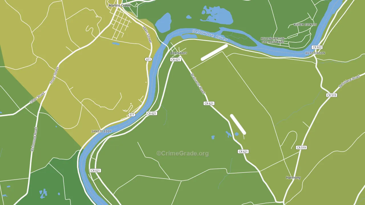 Brainards, NJ Map of Murder Rates