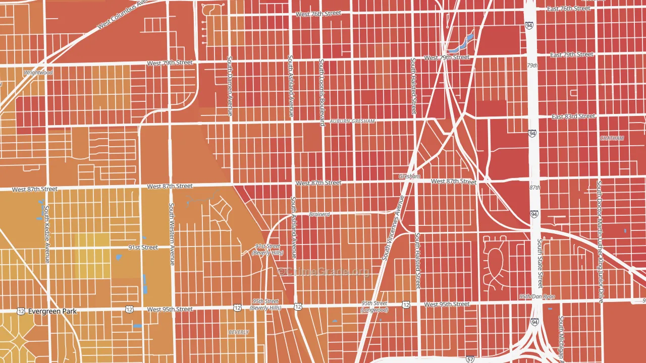 Brainerd, Chicago, IL Map of Murder Rates