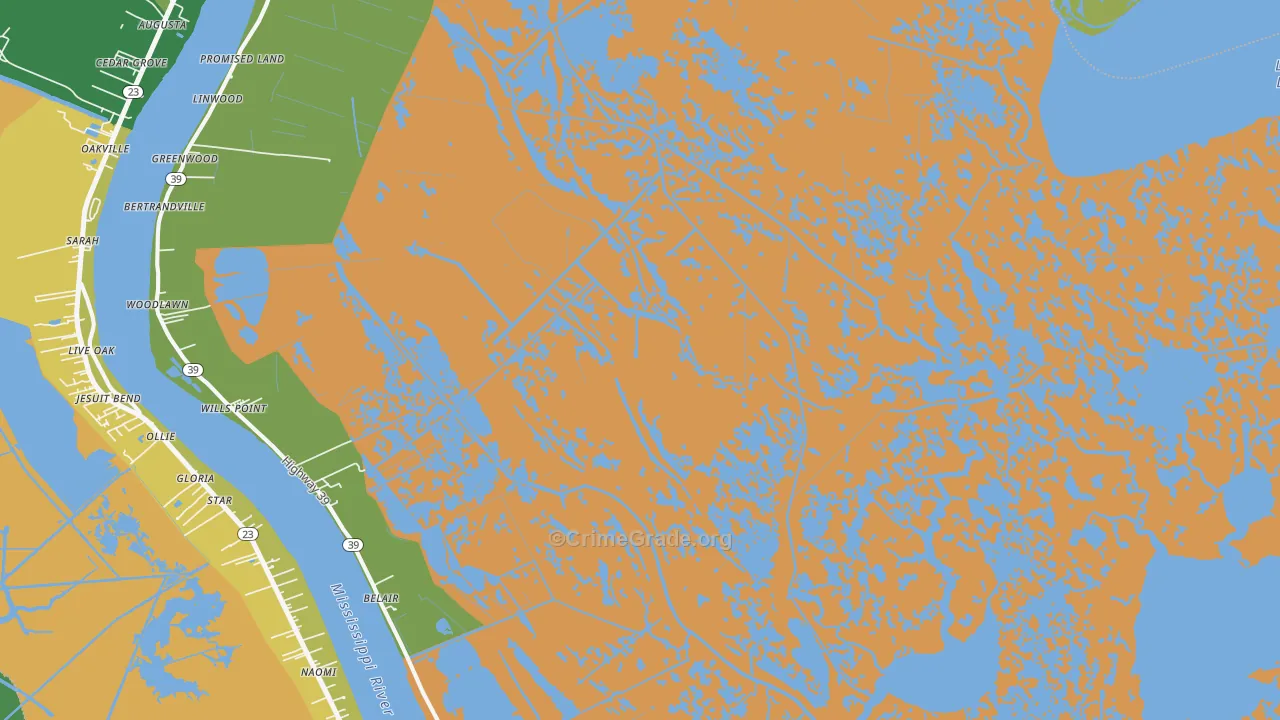Braithwaite, LA Map of Murder Rates