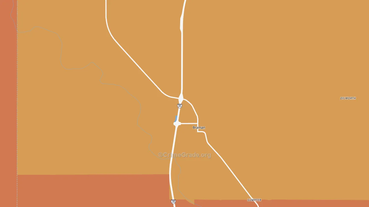 Braman, OK Map of Murder Rates