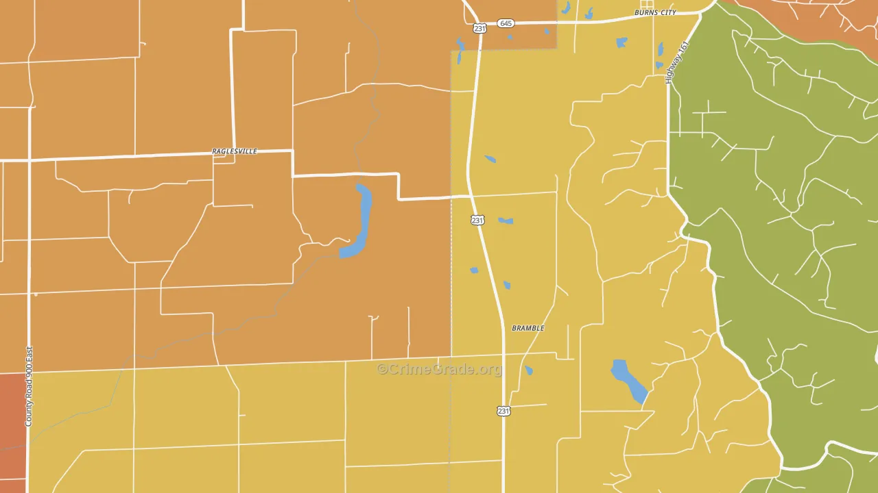 Bramble, IN Map of Murder Rates