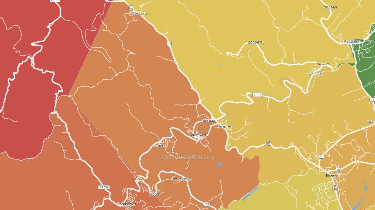 Bramwell, WV Map of Murder Rates
