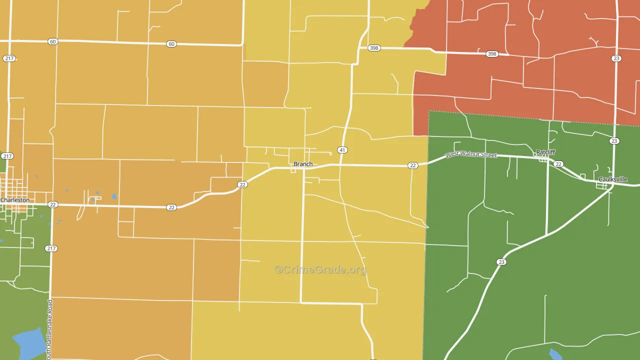 Branch, AR Map of Murder Rates