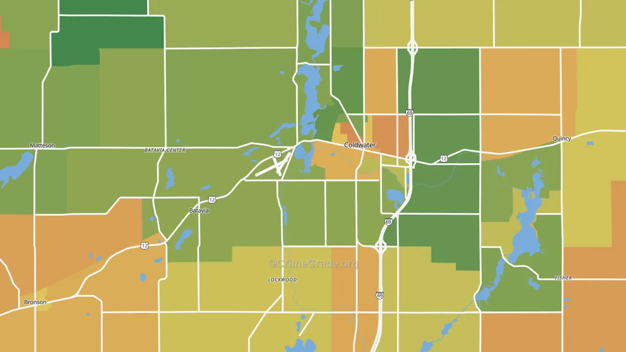 Branch County, MI Map of Murder Rates