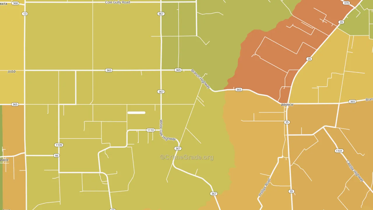 Branch, LA Map of Murder Rates