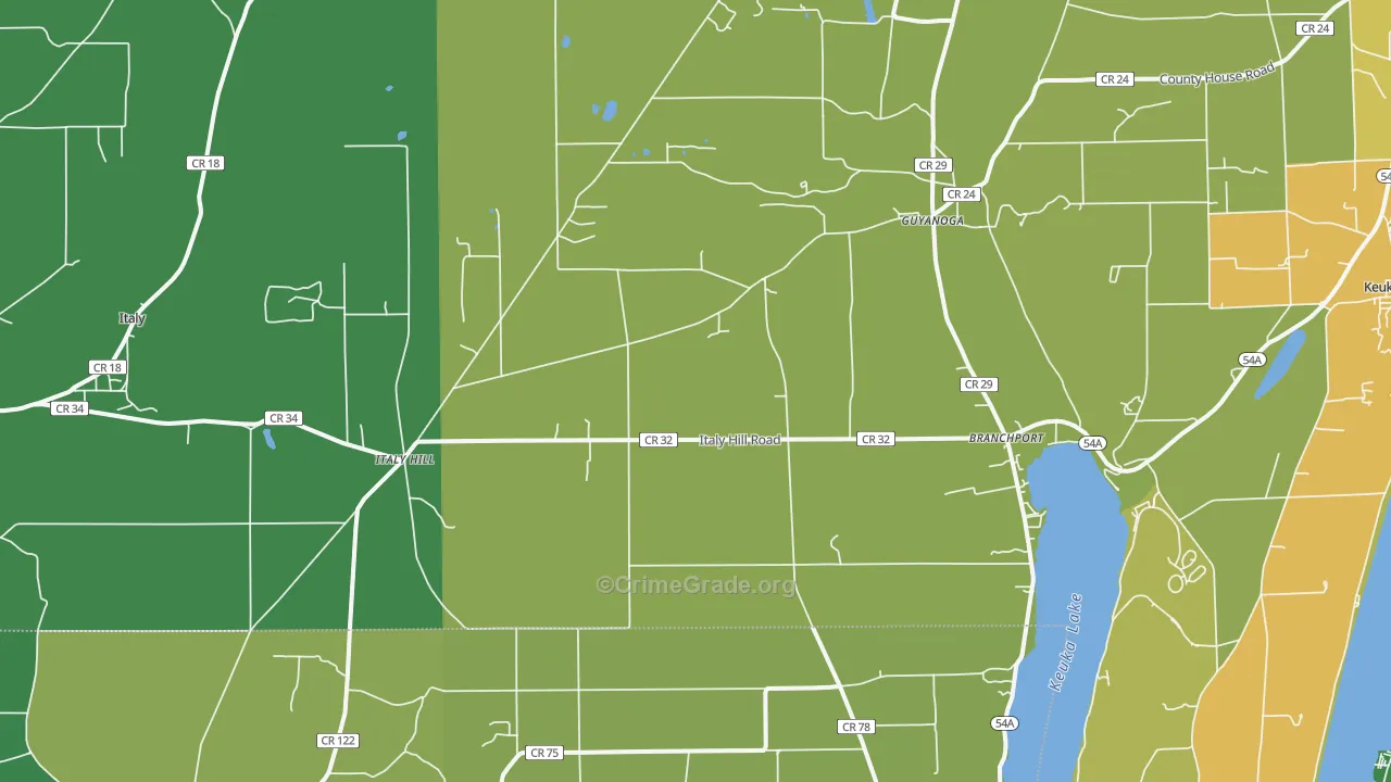 Branchport, NY Map of Murder Rates