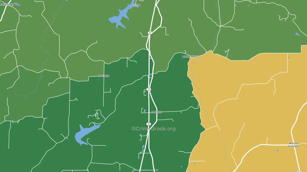 Branchville, IN Map of Murder Rates