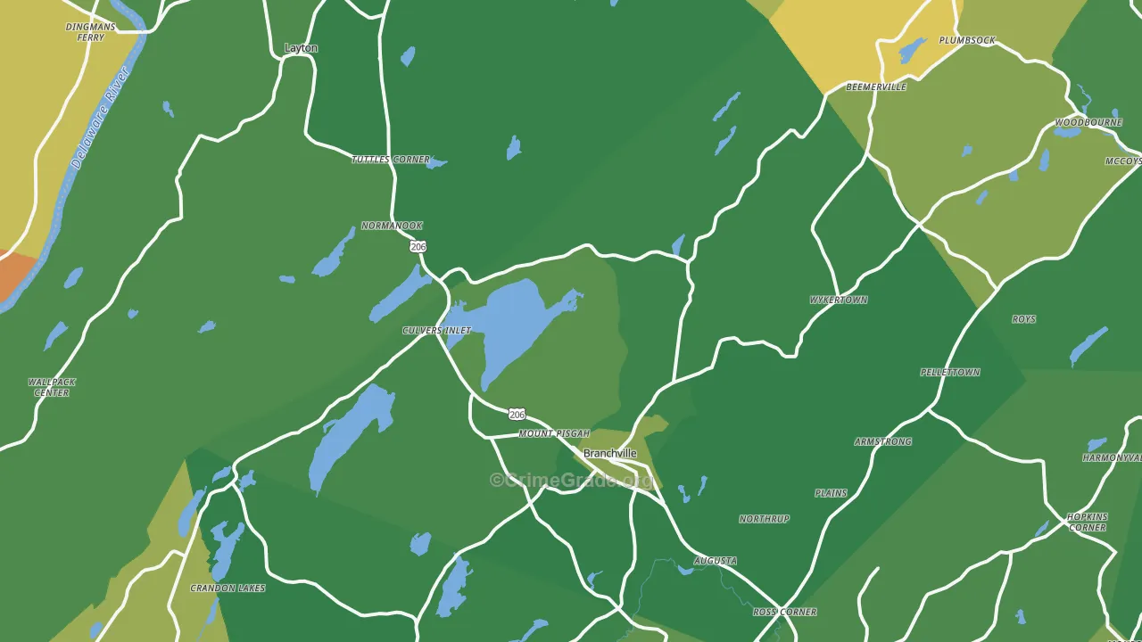 Branchville, NJ Map of Murder Rates