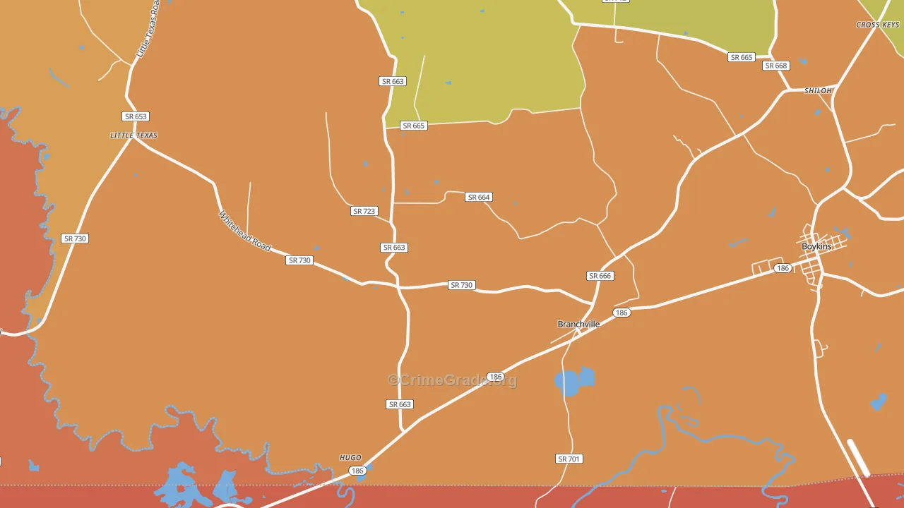 Branchville, VA Map of Murder Rates