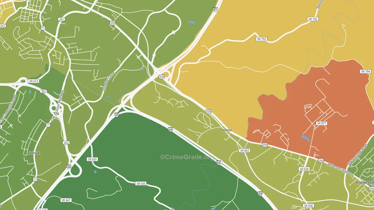 Brand, VA Map of Murder Rates