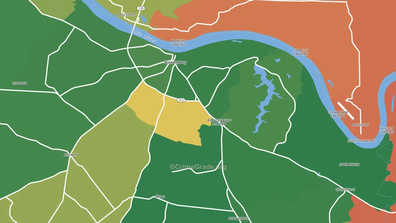 Brandenburg, KY Map of Murder Rates