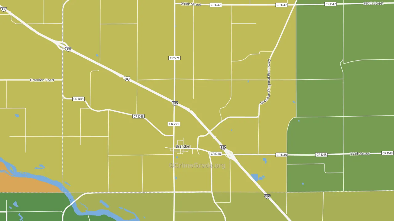 Brandon, IA Map of Murder Rates