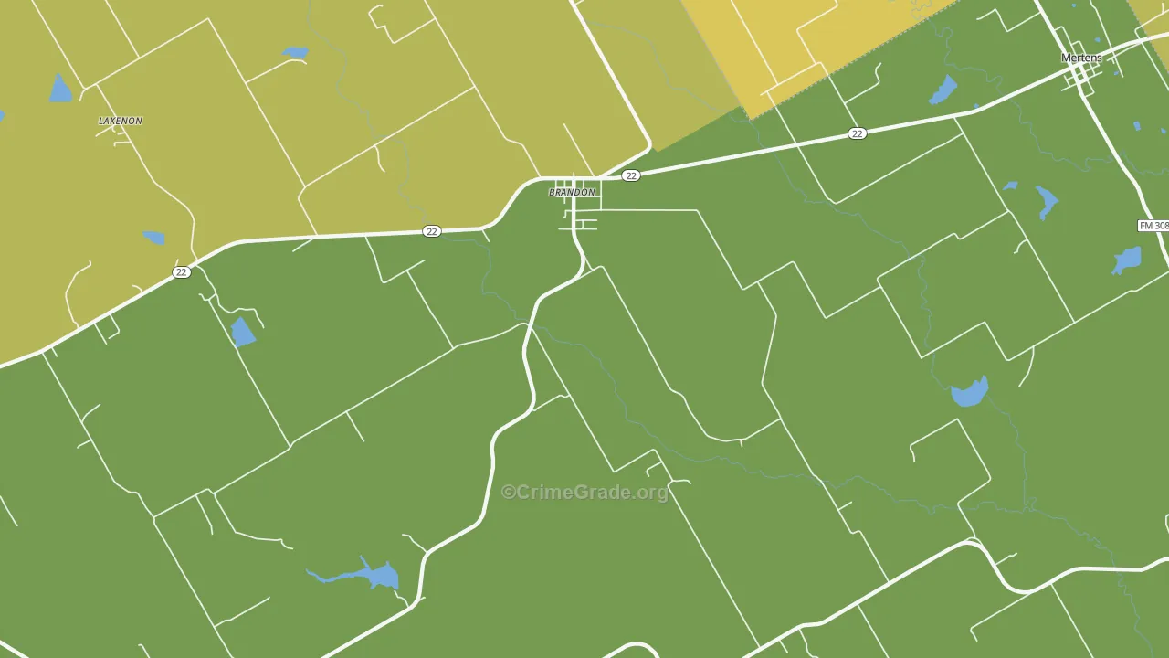 Brandon, TX Map of Murder Rates