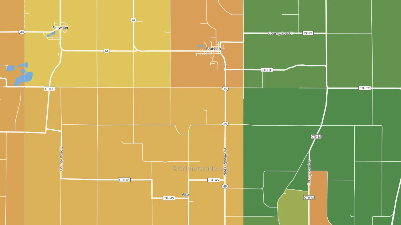 Brandon, WI Map of Murder Rates