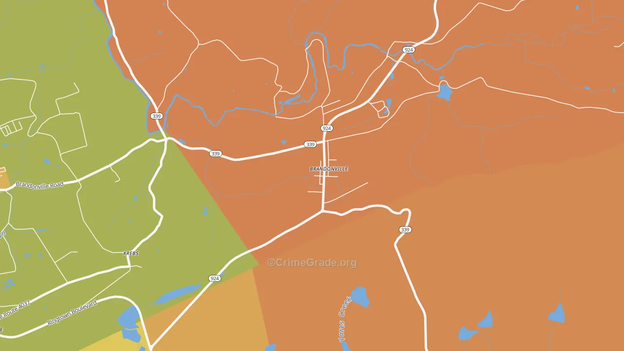Brandonville, PA Map of Murder Rates