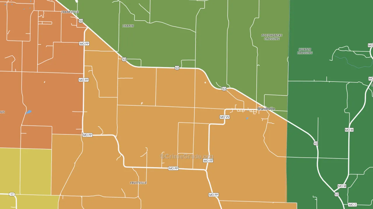 Brandsville, MO Map of Murder Rates