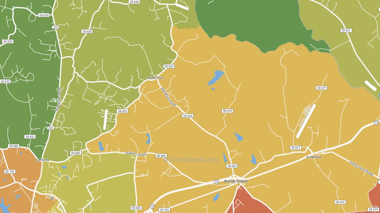 Brandy Station, VA Map of Murder Rates