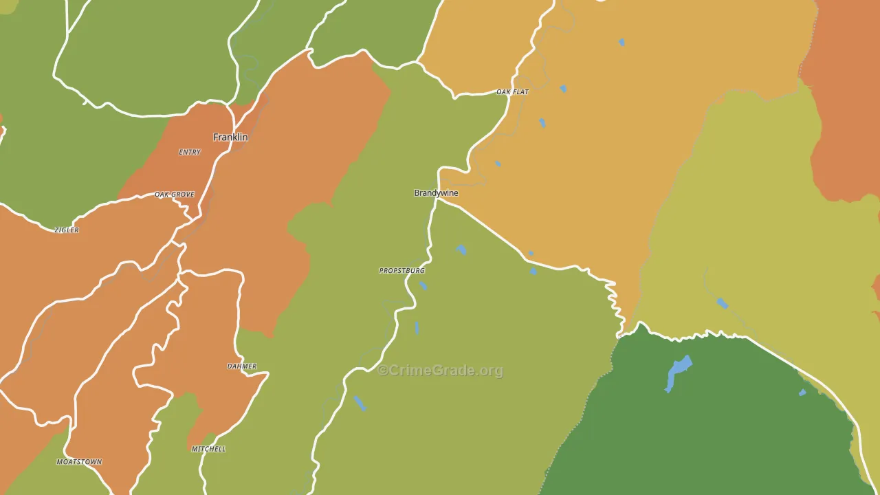 Brandywine, WV Map of Murder Rates