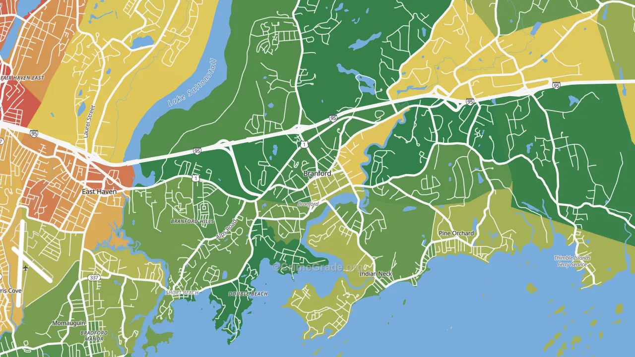 Branford Center, CT Map of Murder Rates