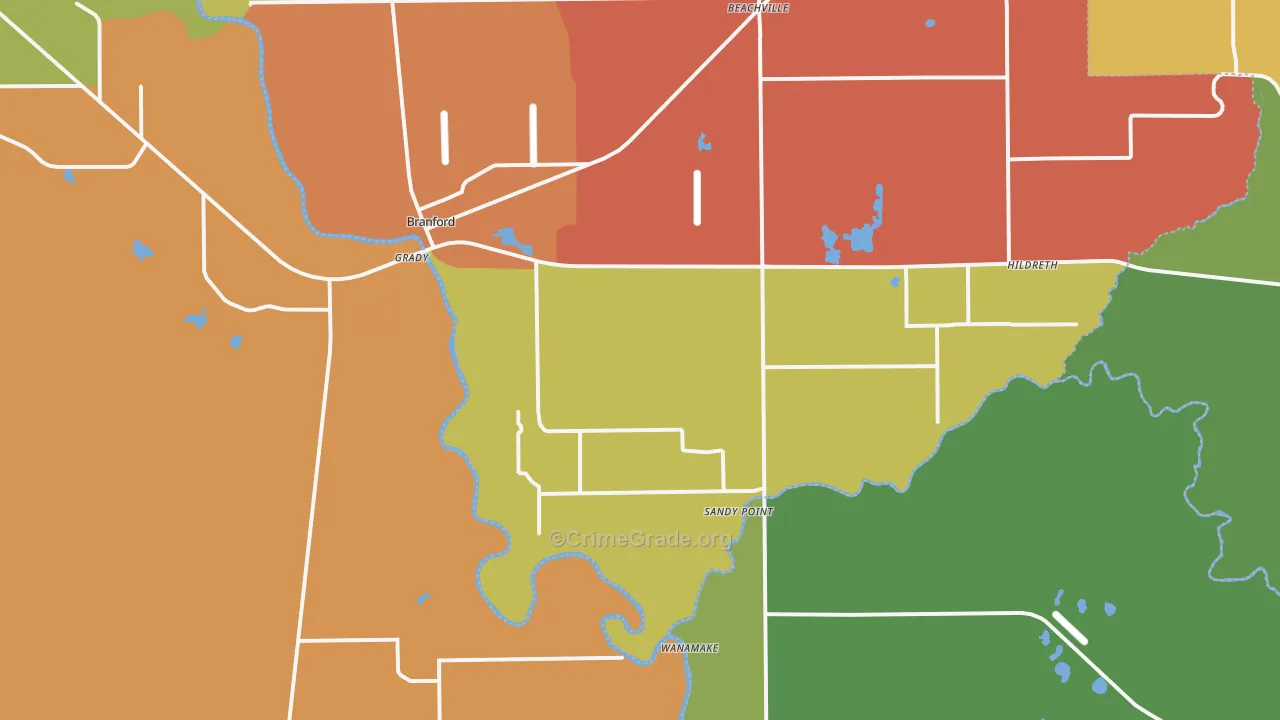 Branford, FL Map of Murder Rates