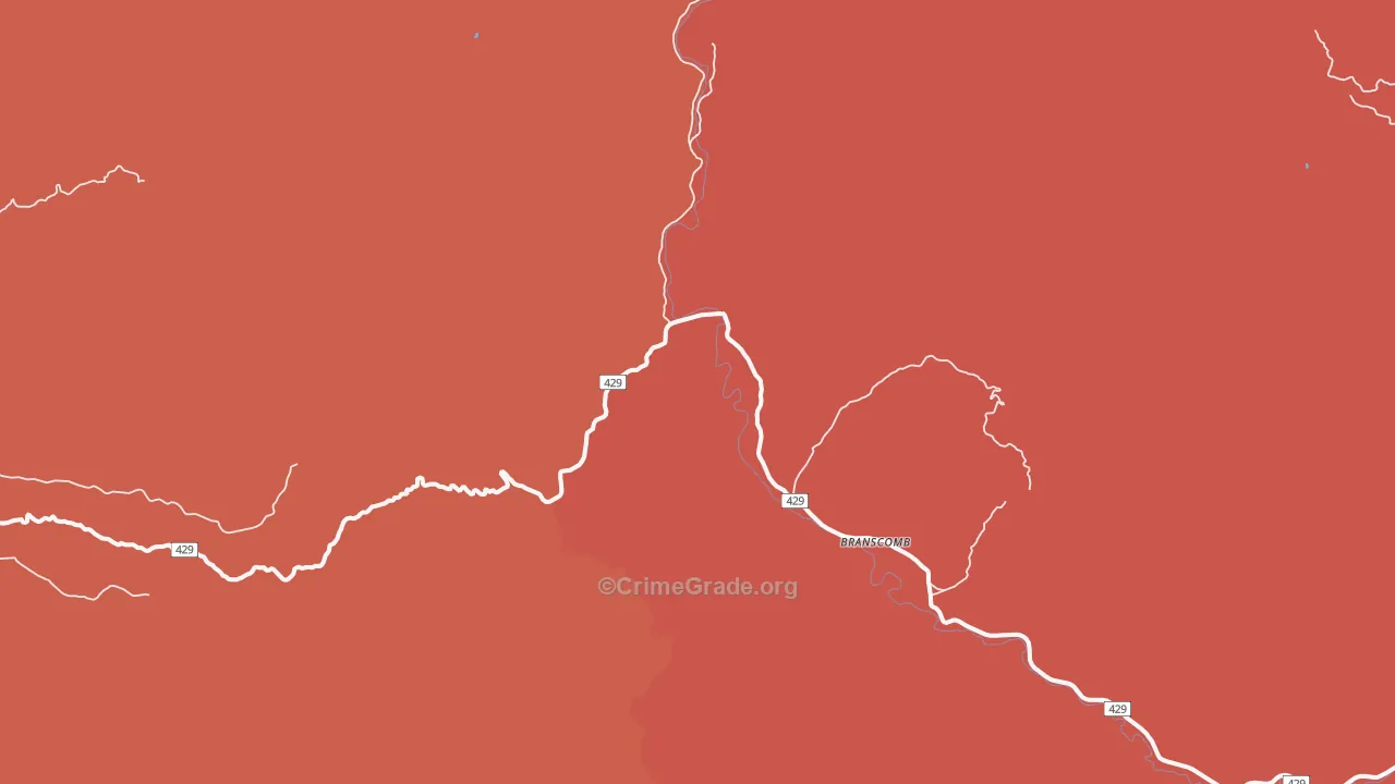 Branscomb, CA Map of Murder Rates