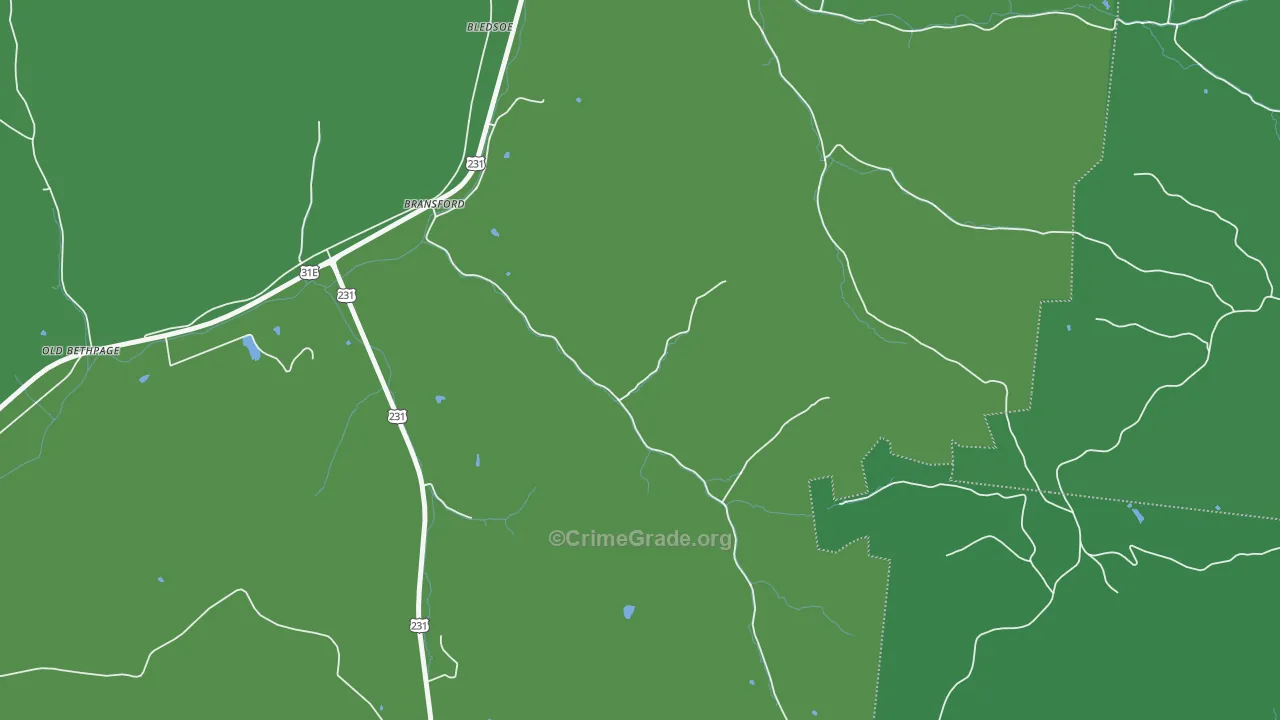 Bransford, TN Map of Murder Rates