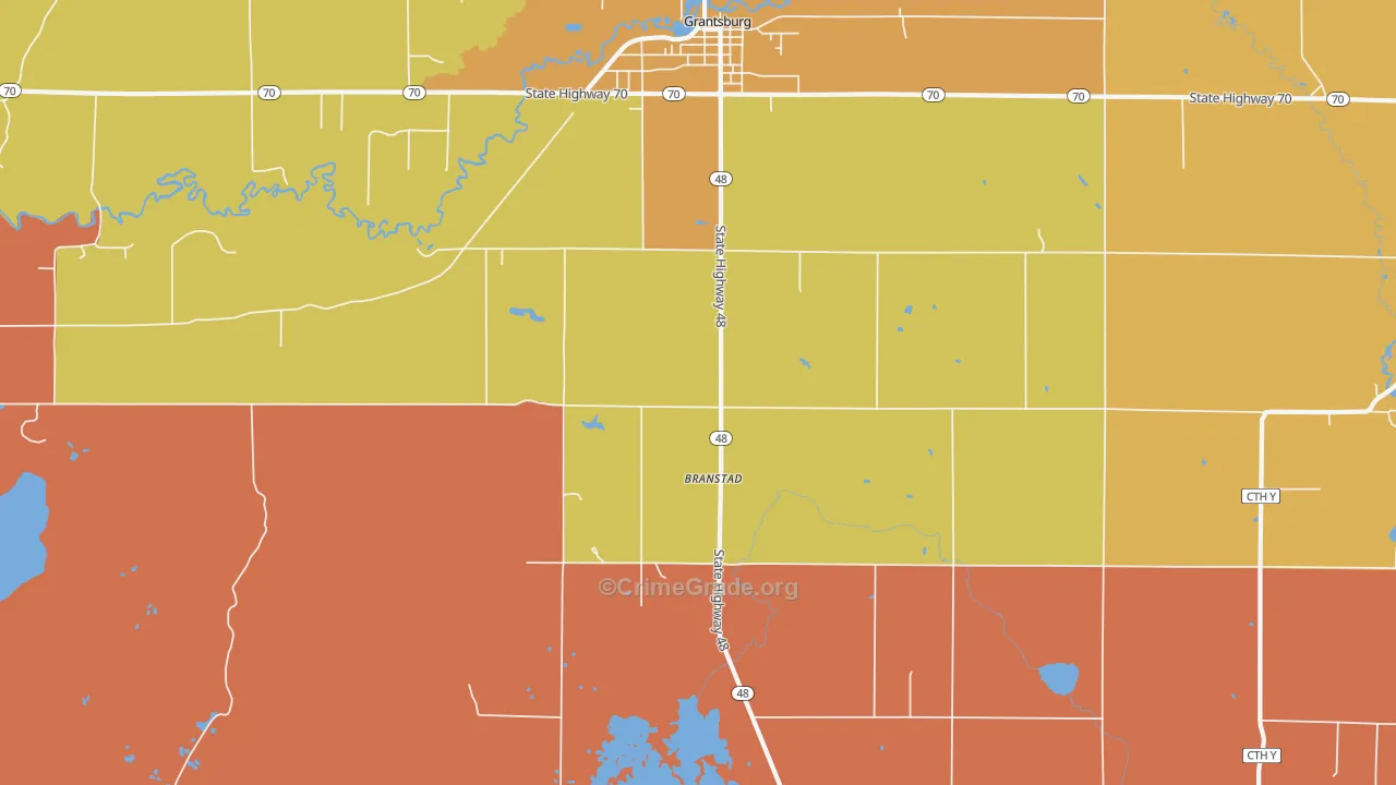 Branstad, WI Map of Murder Rates