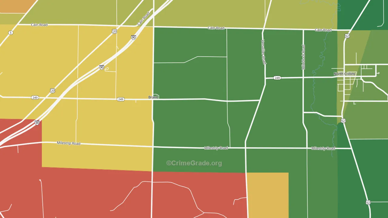 Brant, NY Map of Murder Rates