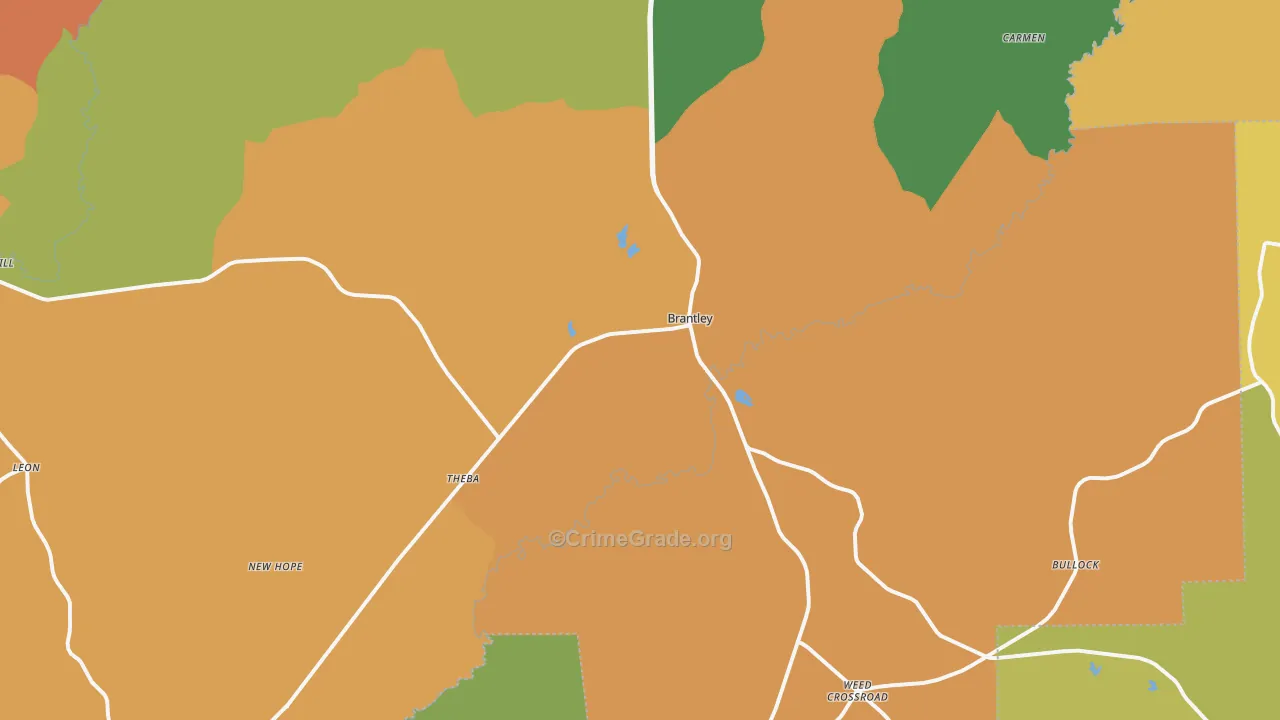 Brantley, AL Map of Murder Rates