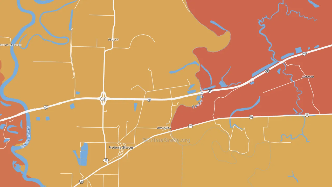 Brasfield, AR Map of Murder Rates