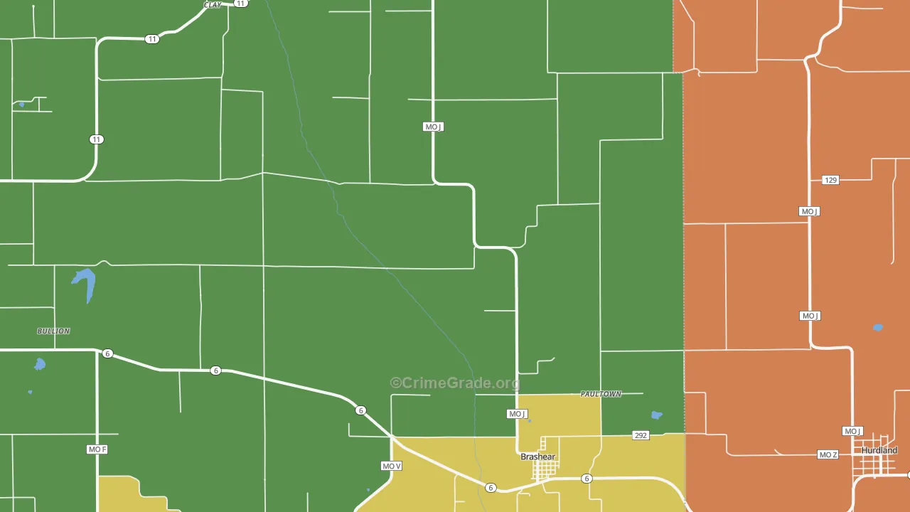 Brashear, MO Map of Murder Rates