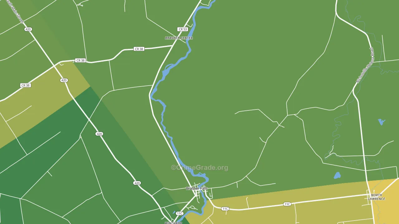 Brasher Falls, NY Map of Murder Rates