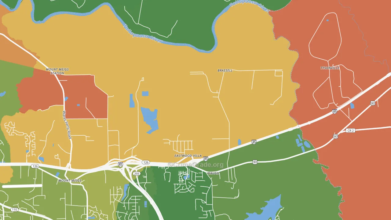 Brassell, AL Map of Murder Rates