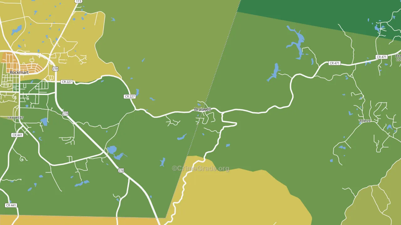 Braswell, GA Map of Murder Rates