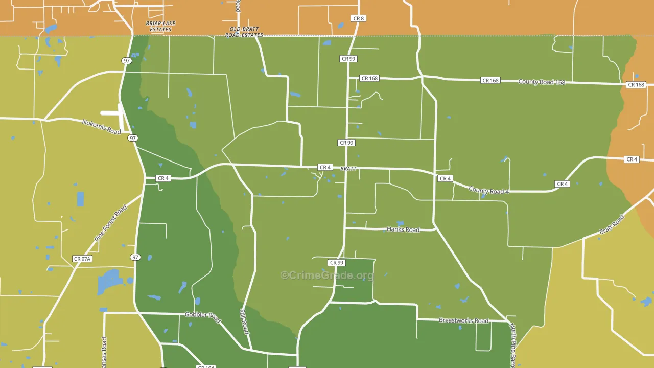 Bratt, FL Map of Murder Rates