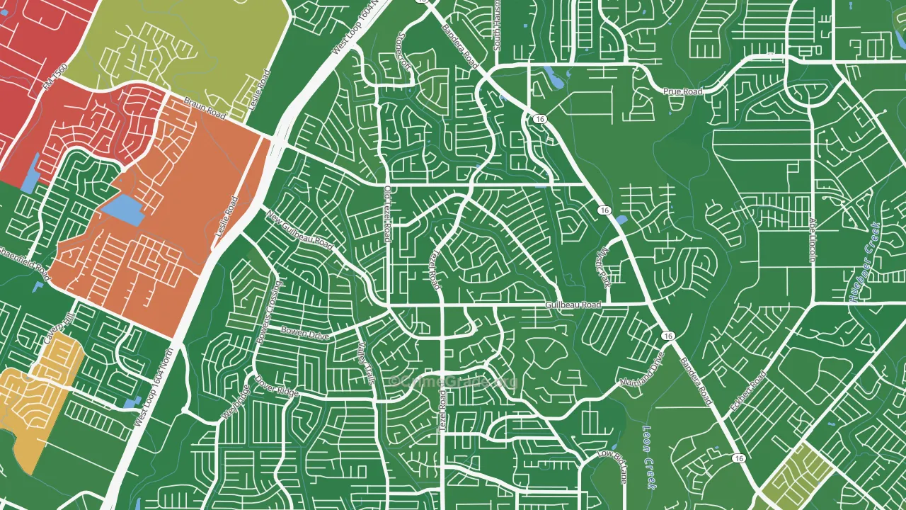 Braun Station West, San Antonio, TX Map of Murder Rates
