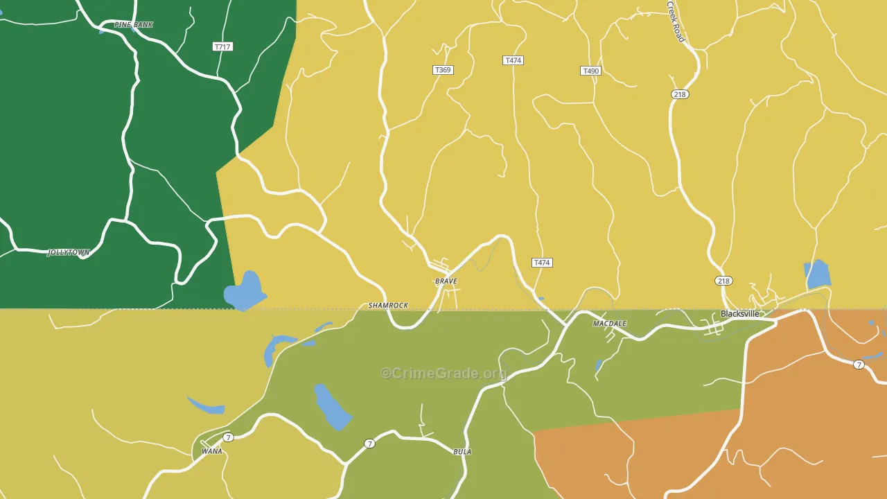 Brave, PA Map of Murder Rates
