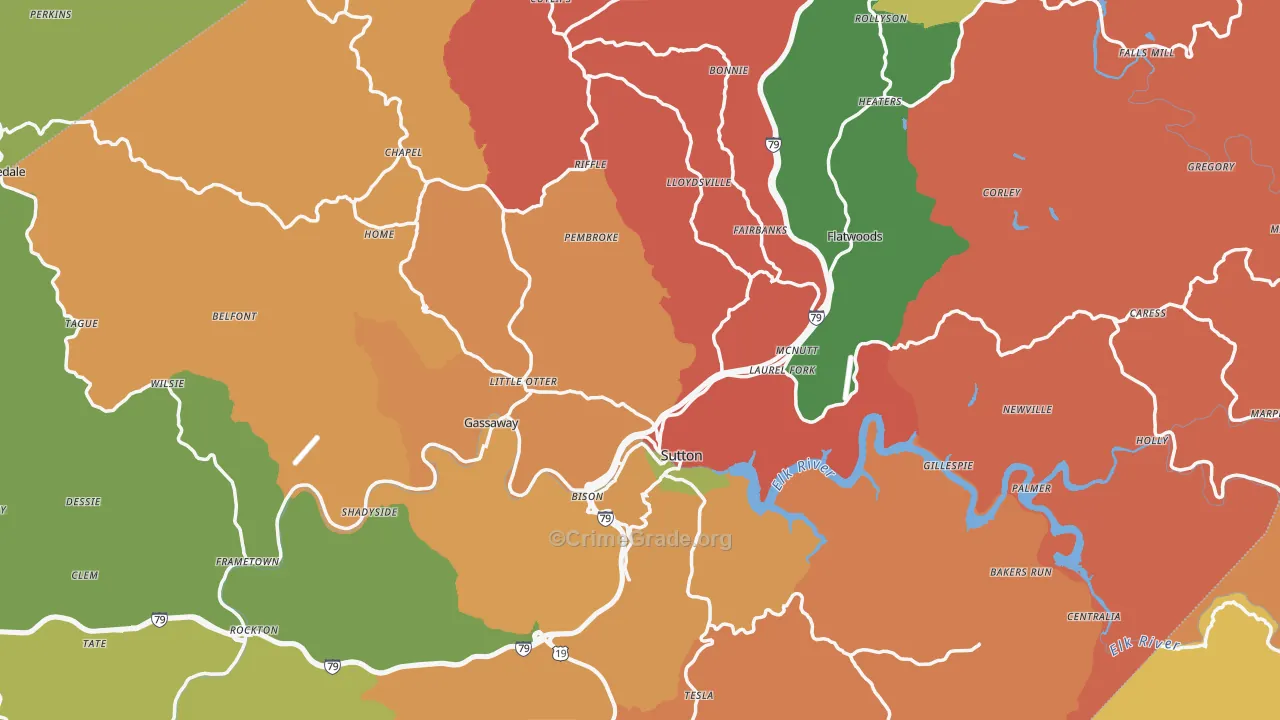 Braxton County, WV Map of Murder Rates